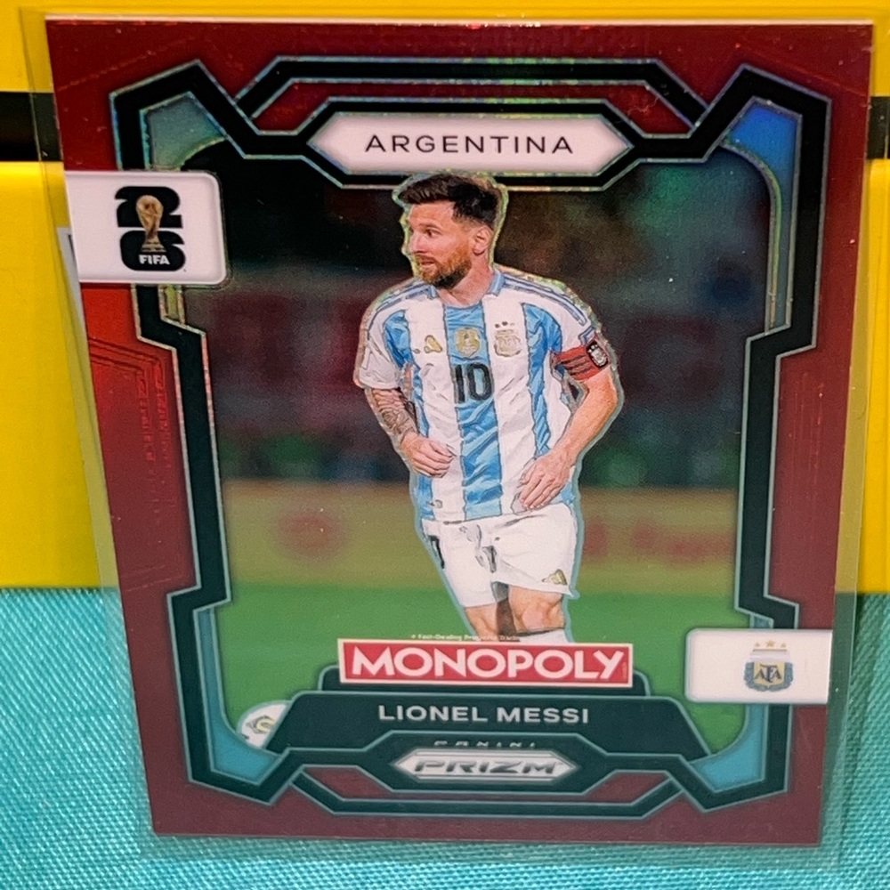 2026 FIFA World Cup Monopoly Red Prizm Card SSP #1 Lionel Messi Argentina - Picture 3 of 6